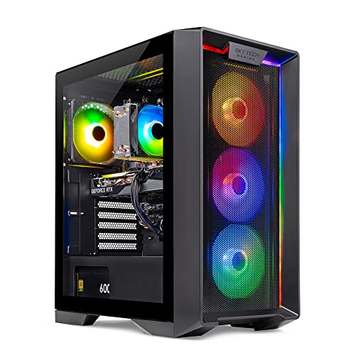 Skytech Nebula Gaming PC Desktop, Ryzen 7 5700 3.7 GHz (4.6GHz Turbo Boost), NVIDIA RTX 4060 Ti 8GB GDDR6X, 1TB SSD, 16GB DDR4 RAM 3200, 650W Gold PSU, Wi-Fi, Win 11 Home