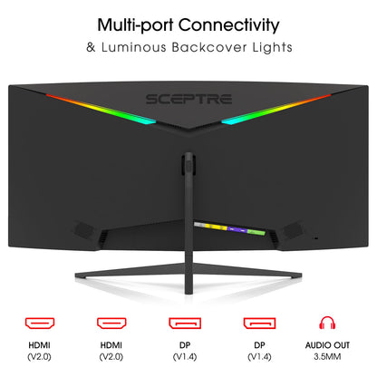 Sceptre 34-Inch Curved Ultrawide WQHD Monitor 3440 x 1440 R1500 up to 165Hz DisplayPort x2 99% sRGB 1ms Picture by Picture, Machine Black 2023 (C345B-QUT168)