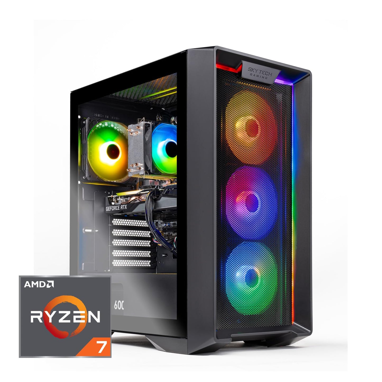 Skytech Nebula Gaming PC Desktop, Ryzen 7 5700 3.7 GHz (4.6GHz Turbo Boost), NVIDIA RTX 4060 Ti 8GB GDDR6X, 1TB SSD, 16GB DDR4 RAM 3200, 650W Gold PSU, Wi-Fi, Win 11 Home