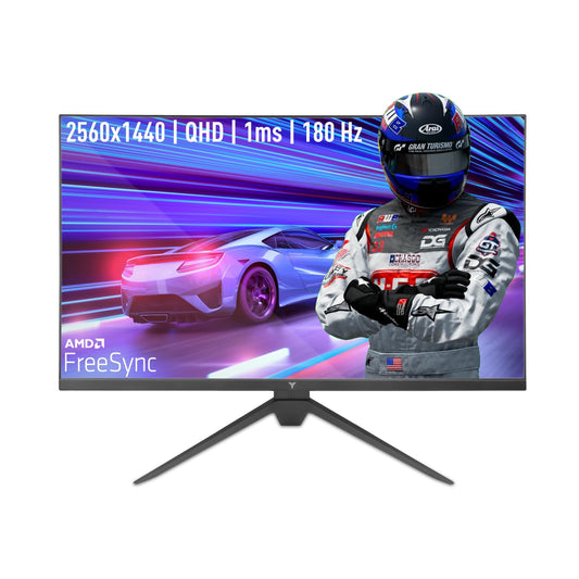 YEYIAN 27 inch 1440P QHD PC Gaming Fast IPS 2K Monitor | AMD FreeSync Premium 180Hz Refresh 1ms Response | 120% sRGB 178°Angel Tilted HDR 10 G-sync | 2 Display Port 1.4 & 2 HDMI 2.1 & Type A Input