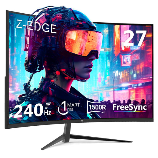 Z-Edge 27-inch Curved Gaming Monitor 16:9 1920x1080 240Hz 1ms Frameless LED Gaming Monitor, UG27P AMD Freesync Premium Display Port HDMI