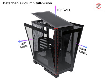 SAMA NEVIEW 4503 Black Airflow Full Tower Case ATX PC Gaming Case Dual Tempered Glass 4X12CM ARGB Fan Pre-Install USB3.0X2 Type C Included 360mm AIO Support at Top