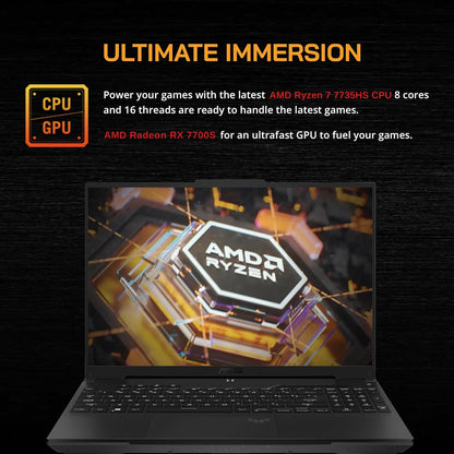 ASUS TUF 16" Ryzen 7 Premium Gaming Laptop, 16" FHD+ 165Hz, AMD Ryzen 7 7735HS (Beats Intel i7-13700H), AMD Radeon RX 7700S (Beats GeForce RTX 4060), 16GB DDR5 RAM, 1TB SSD, RGB Backlit KB, W11 Pro