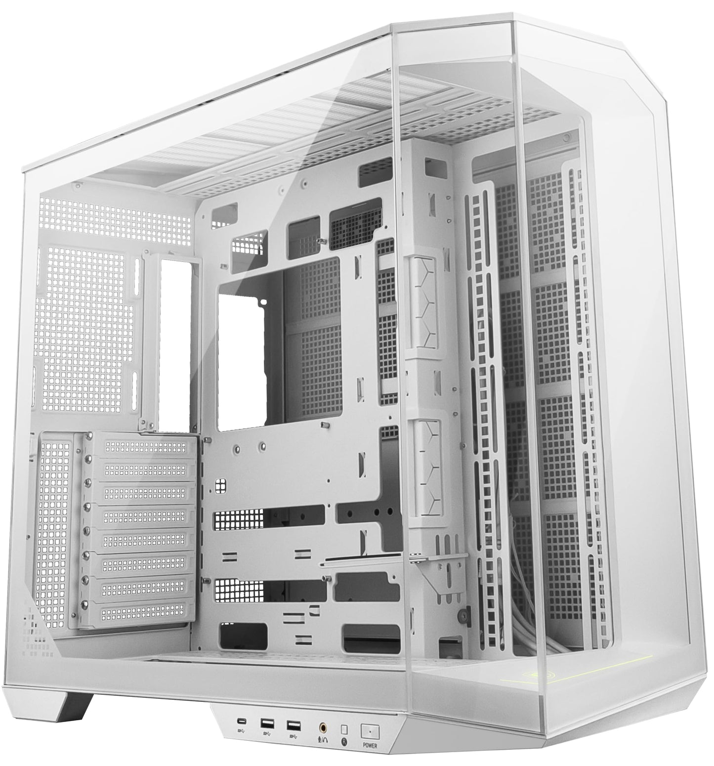 MSI MAG PANO 100L PZ White - Premium Mid-Tower Gaming PC Case - Tempered Glass Side Panel - Liquid Cooling Support up to 360mm Radiator - White Color Case